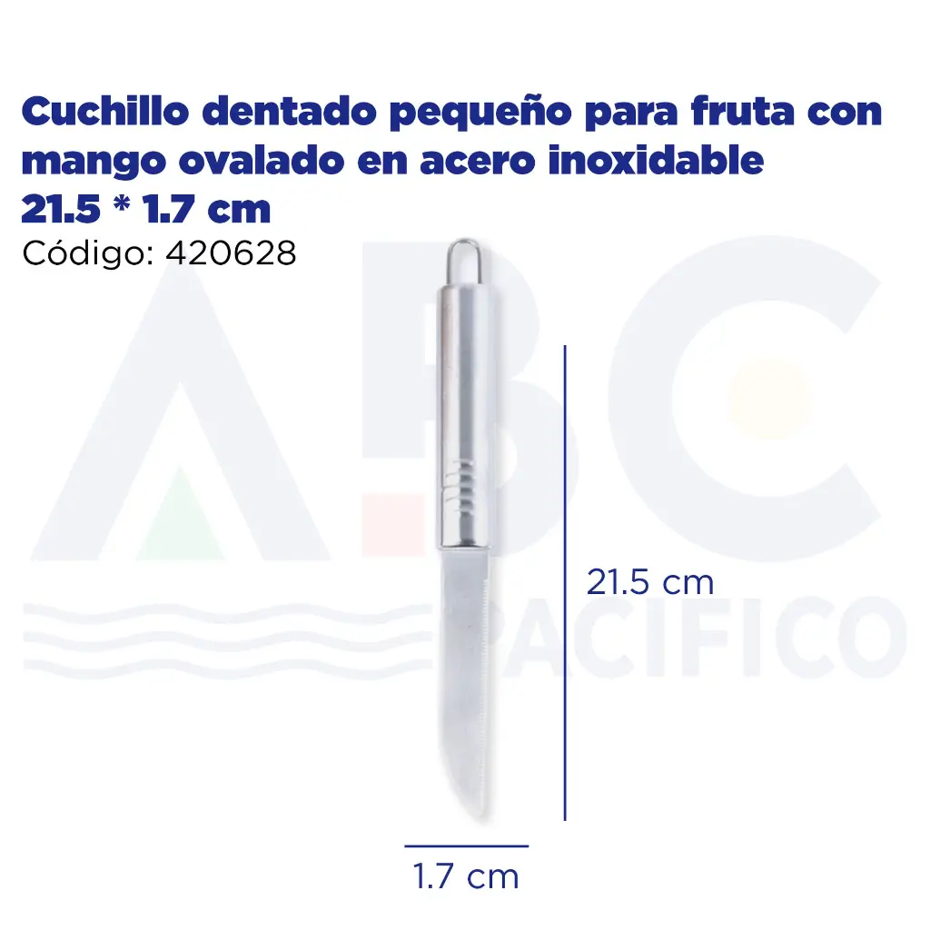 Cuchillo dentado pequeño para fruta con mango ovalado en acero inoxidable 21.5 * 1.7 cm