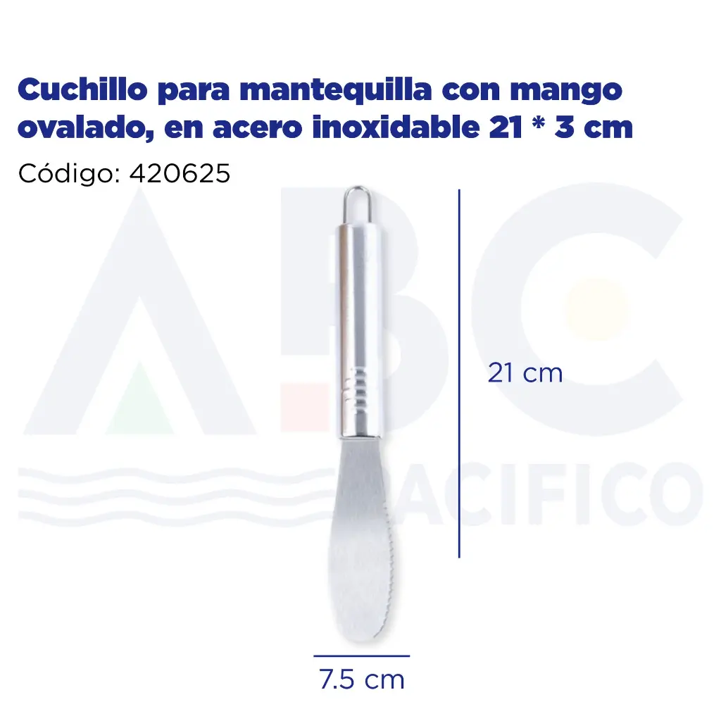 Cuchillo para mantequilla con mango ovalado, en acero inoxidable 21 * 3 cm