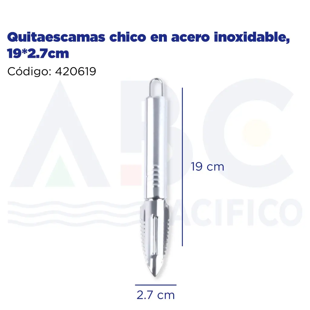 Quitaescamas chico en acero inoxidable, 19*2.7cm