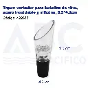 Tapon vertedor para botellas de vino, acero inoxidable y silicóna, 9.5*4.2cm