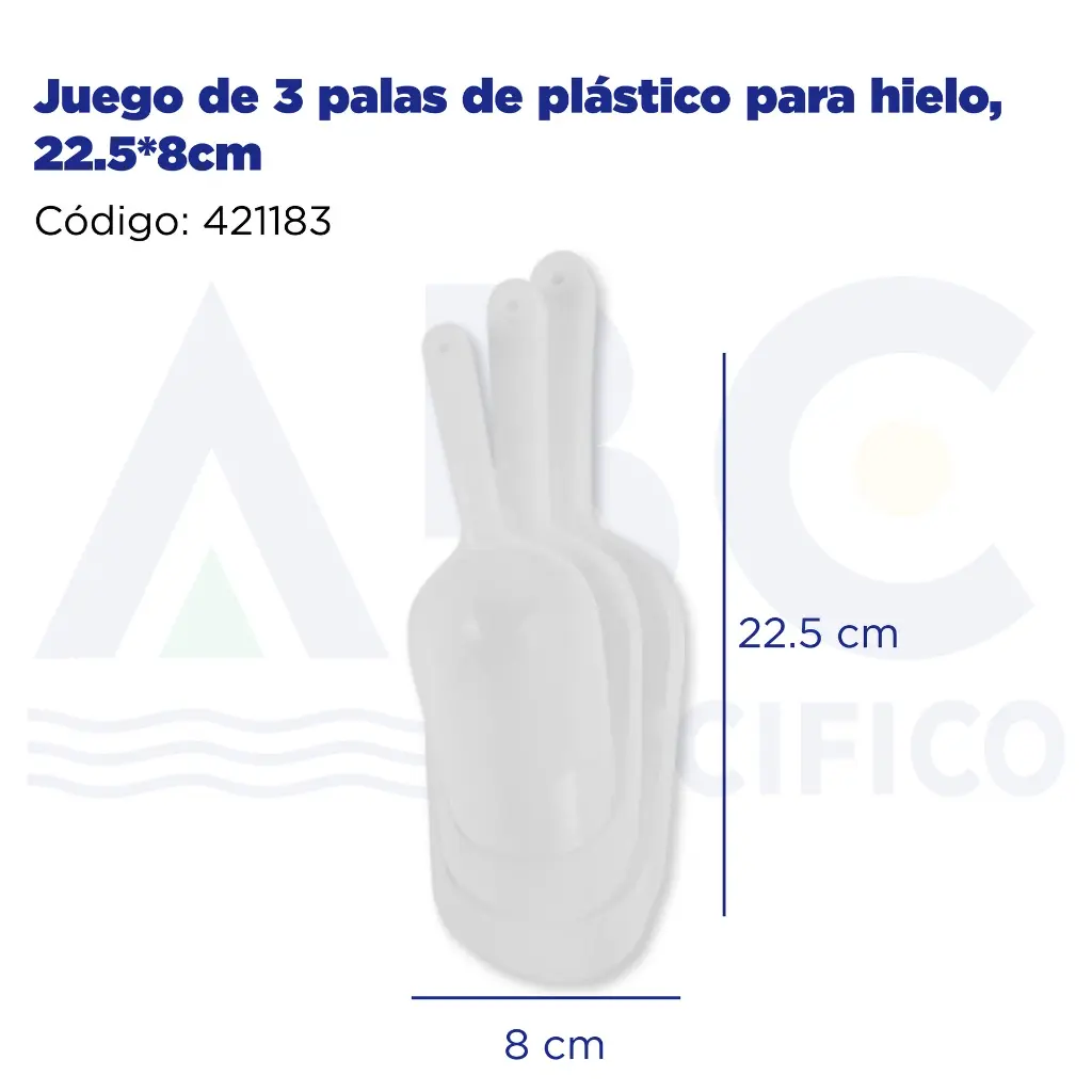 Juego de 3 palas de plástico para hielo, 22.5*8cm