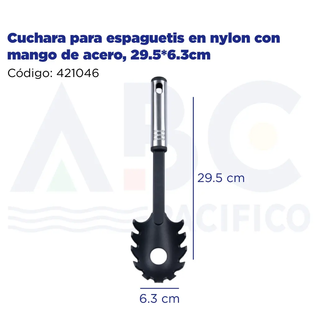 Cuchara para espaguetis en nylon con mango de acero, 29.5*6.3cm
