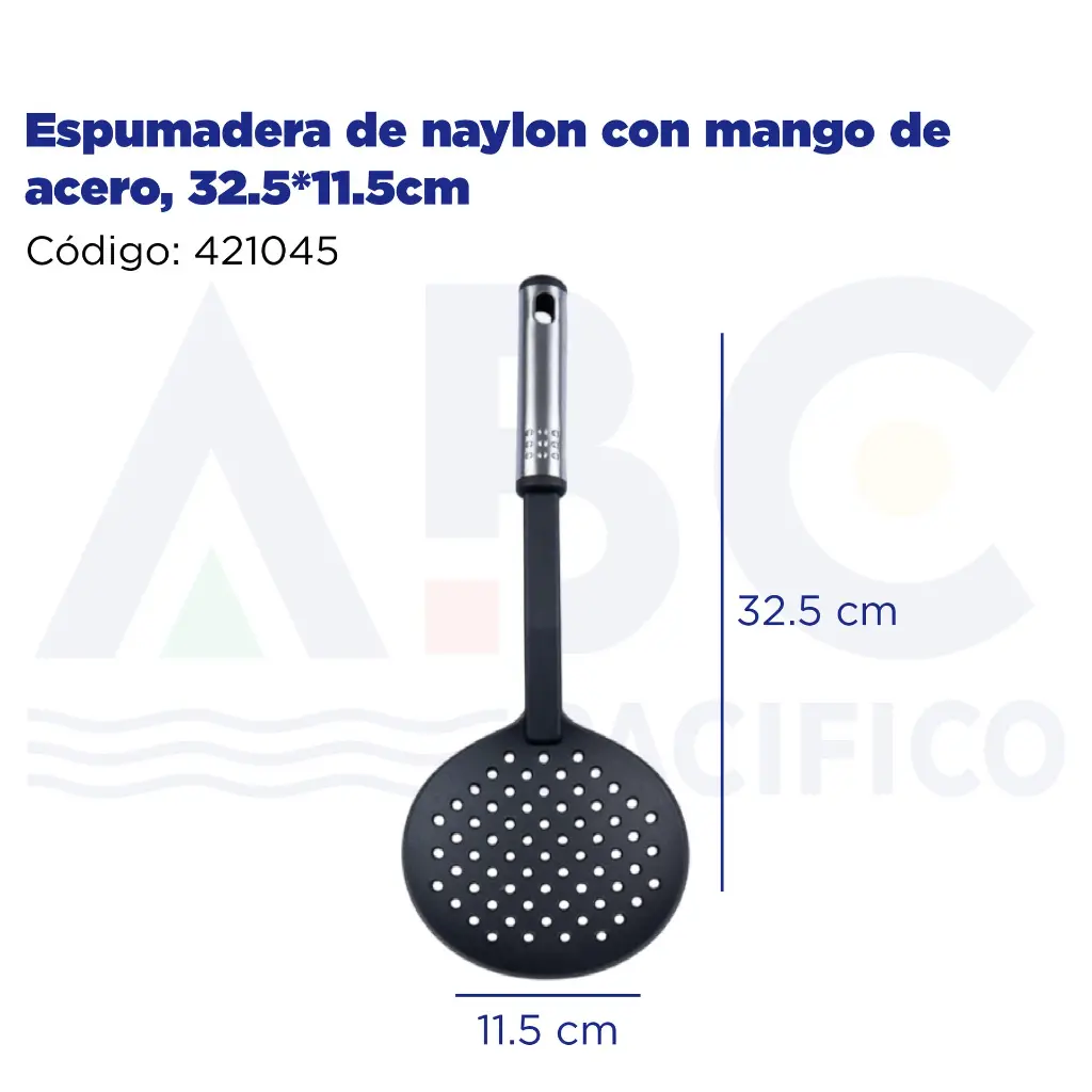 Espumadera de naylon con mango de acero, 32.5*11.5cm
