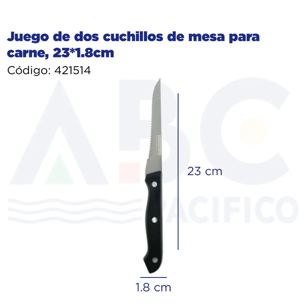 Juego de dos cuchillos de mesa para carne, 23*1.8cm