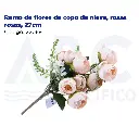 Ramo de flores de copo de nieve, rosas rosas, 27cm