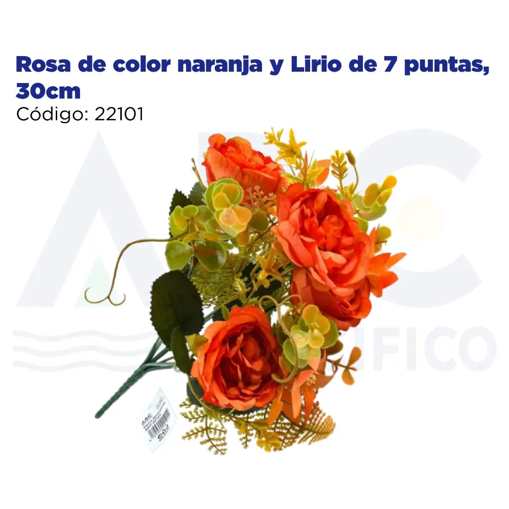 Rosa de color naranja y Lirio de 7 puntas, 30cm