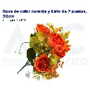 Rosa de color naranja y Lirio de 7 puntas, 30cm