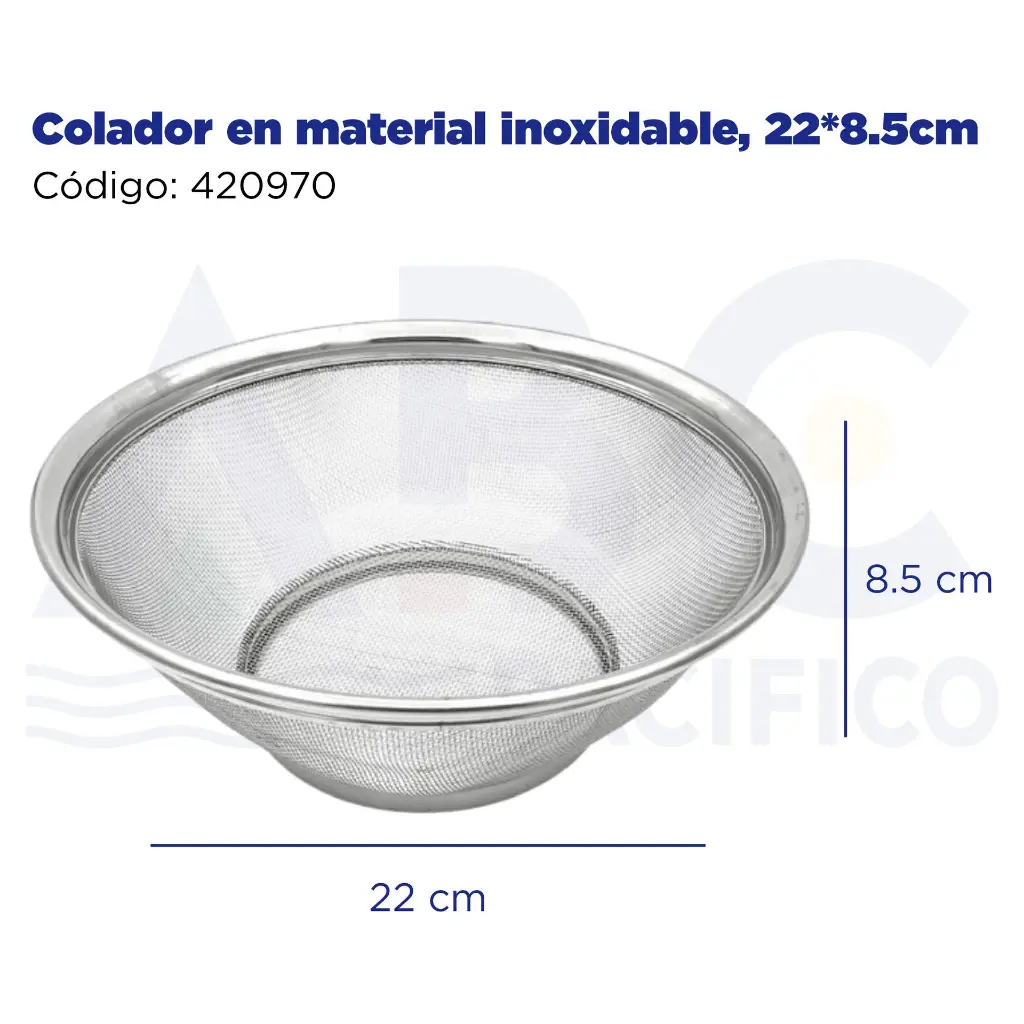 Colador en material inoxidable, 22*8.5cm
