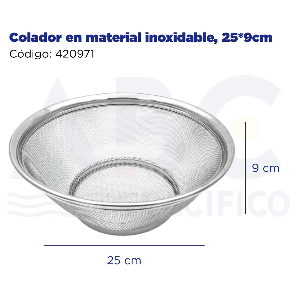 Colador en material inoxidable, 25*9cm