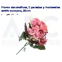 Flores decorativas, 5 peonías y hortensias estilo europeo, 28cm