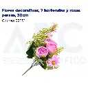 Flores decorativas, 7 hortensias y rosas persas, 30cm