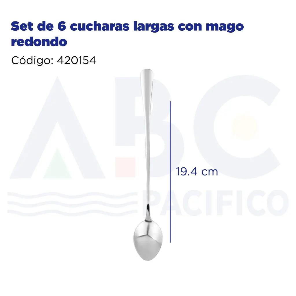 Set de 6 cucharas largas con mago redondo