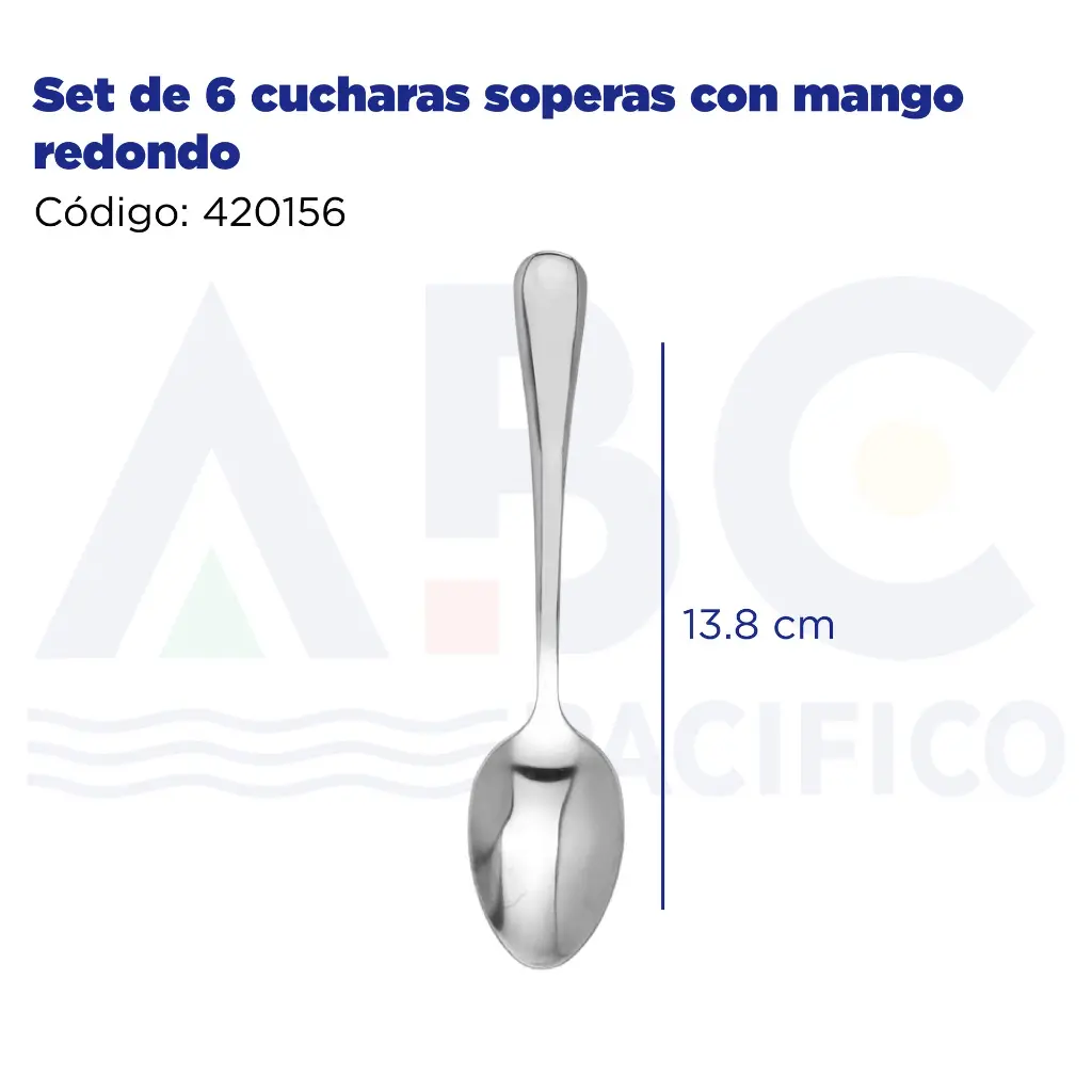 Set de 6 cucharas soperas con mango redondo