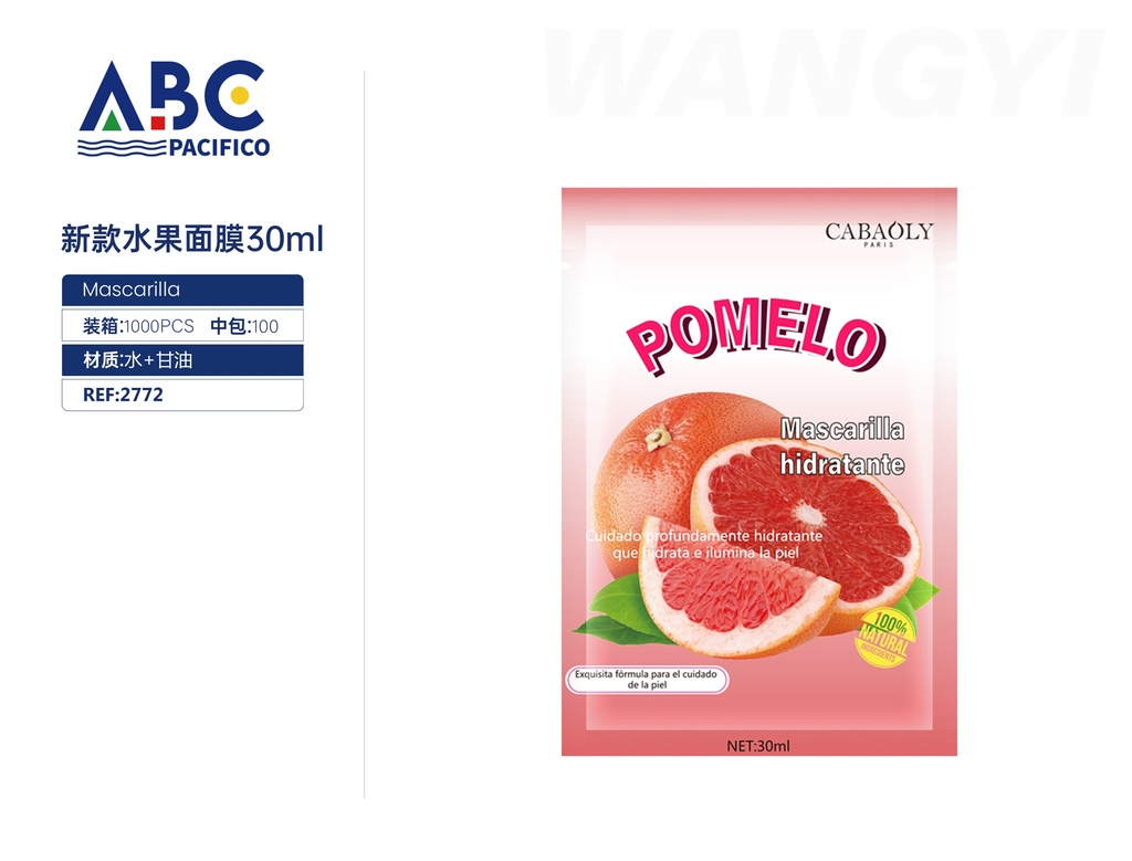 Mascarilla facial hidratante de frutas 30ml