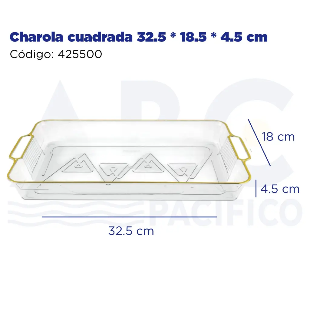 Charola cuadrada 32.5 * 18.5 * 4.5 cm