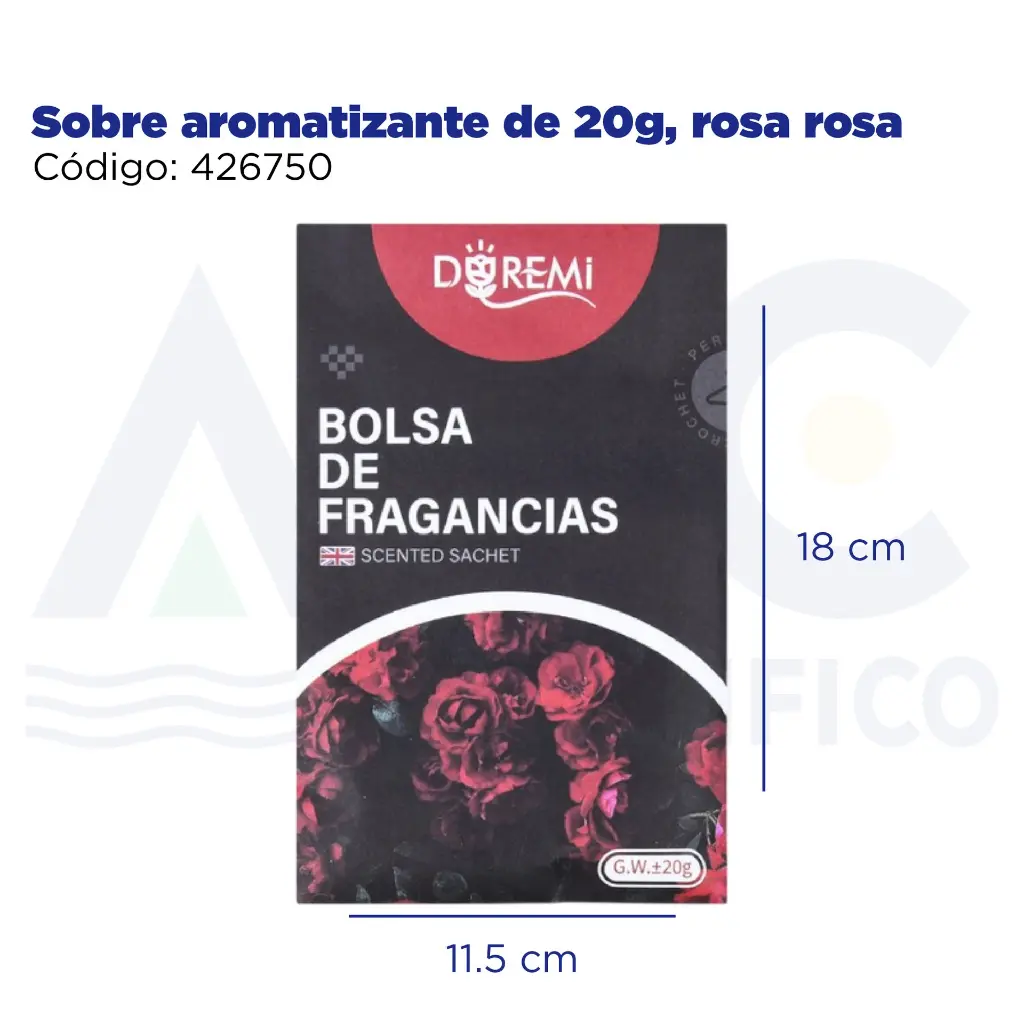 Sobre aromatizante de 20g, rosa rosa