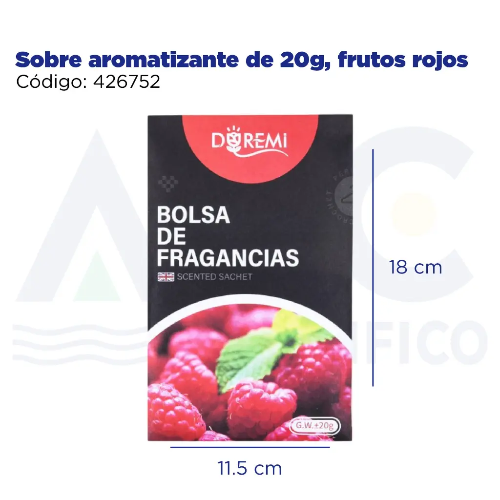 Sobre aromatizante de 20g, frutos rojos