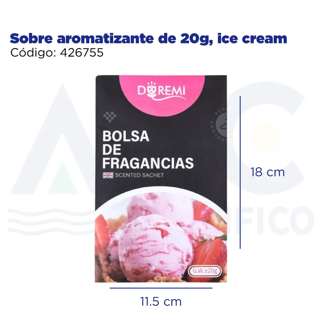 Sobre aromatizante de 20g, ice cream