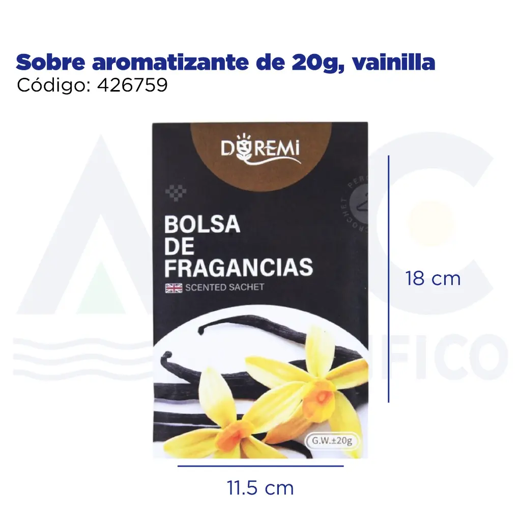 Sobre aromatizante de 20g, vainilla
