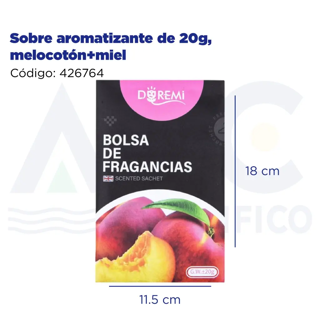 Sobre aromatizante de 20g, melocotón+miel