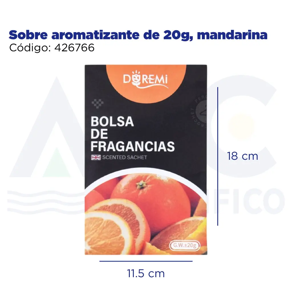 Sobre aromatizante de 20g, mandarina