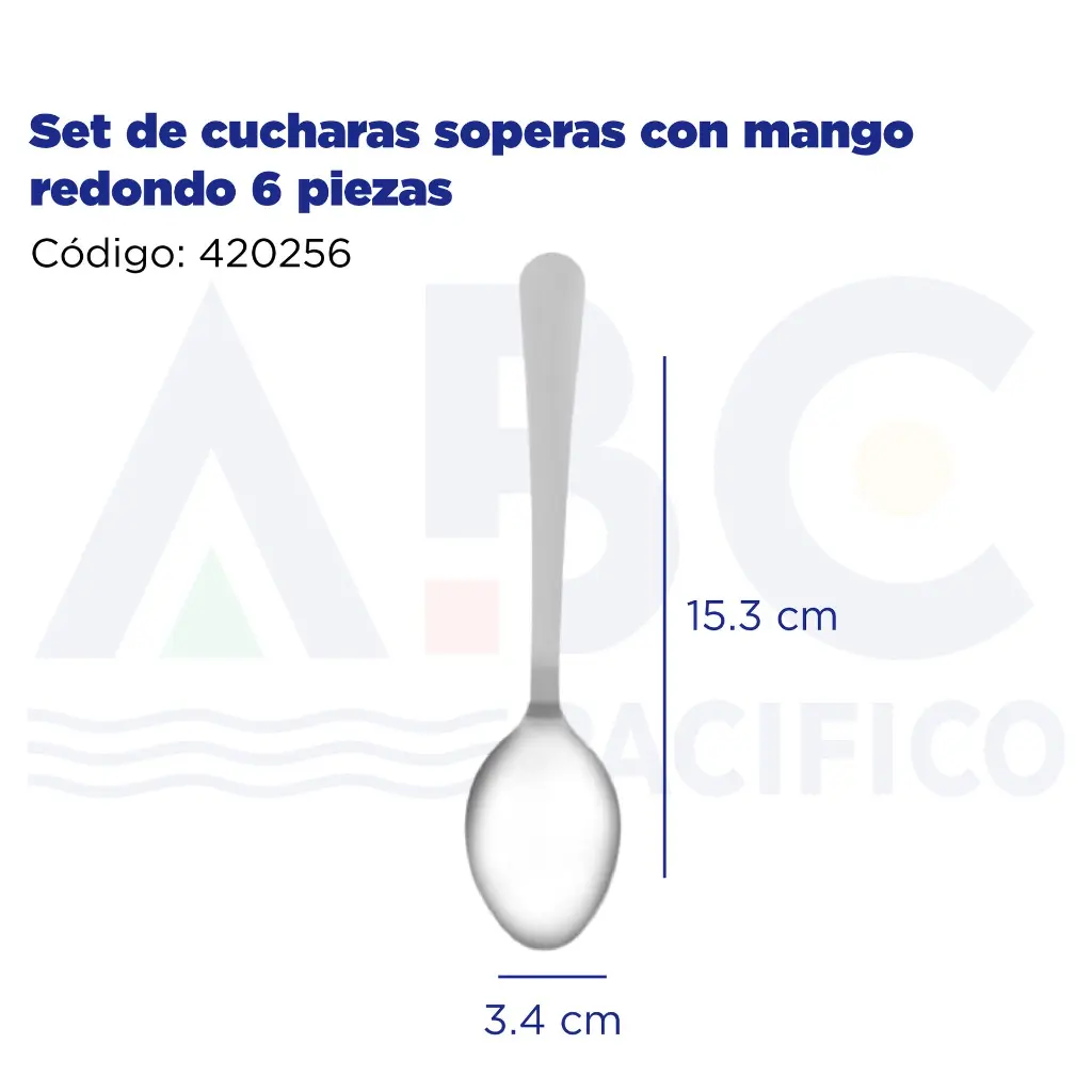 Set de cucharas soperas con mango redondo 6 piezas