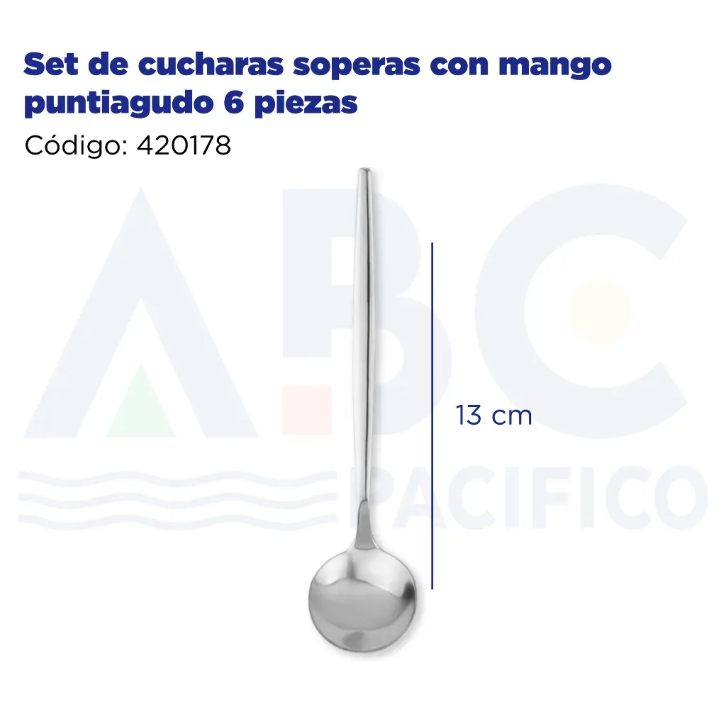 Set de cucharas soperas con mango puntiagudo 6 piezas