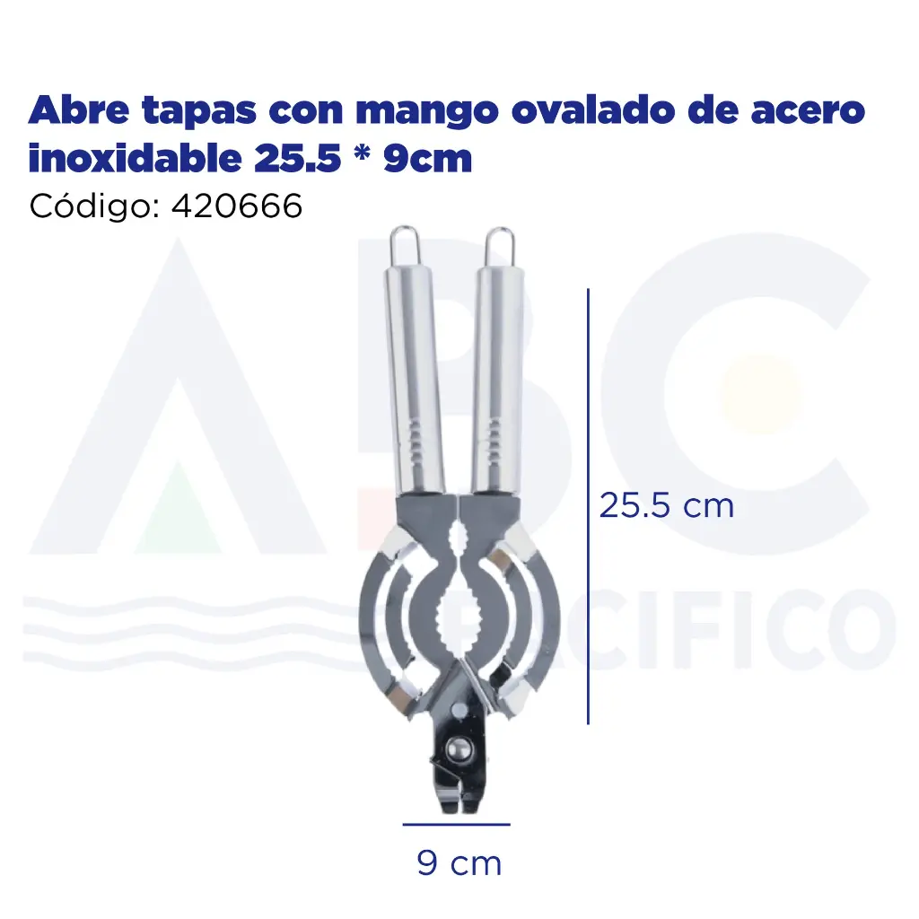 Abre tapas con mango ovalado de acero inoxidable 25.5 * 9cm