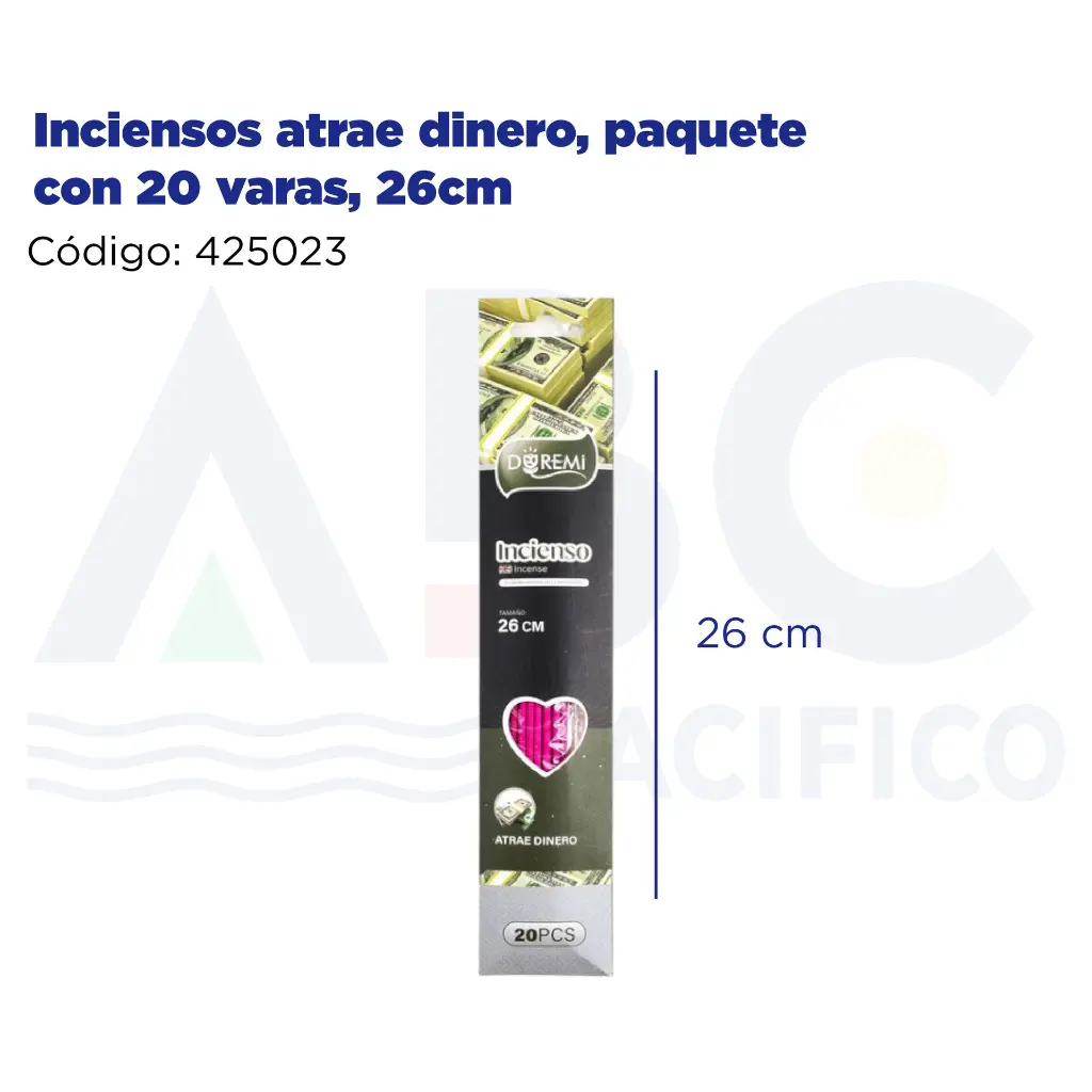 Inciensos atrae dinero, paquete con 20 varas, 26cm