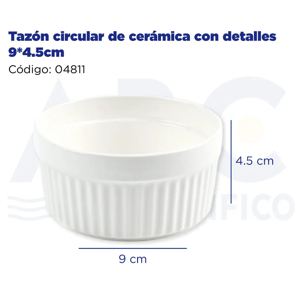 Tazón circular de cerámica con detalles 9*4.5cm