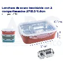 Lonchera de acero inoxidable con 2 compartimentos 21*15.5*6.8cm