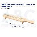 Juego de 6 vasos tequileros con base se madera 41cm