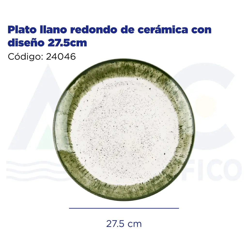 Plato llano redondo de cerámica con diseño 27.5cm