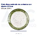Plato llano redondo de cerámica con diseño 27.5cm