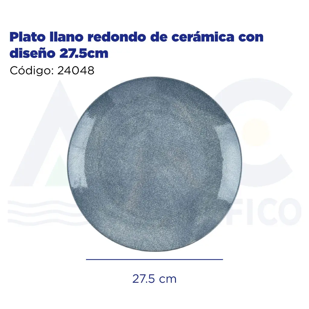Plato llano redondo de cerámica con diseño 27.5cm