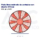 Plato llano redondo de cerámica con diseño 27.5cm