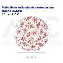 Plato llano redondo de cerámica con diseño 27.5cm