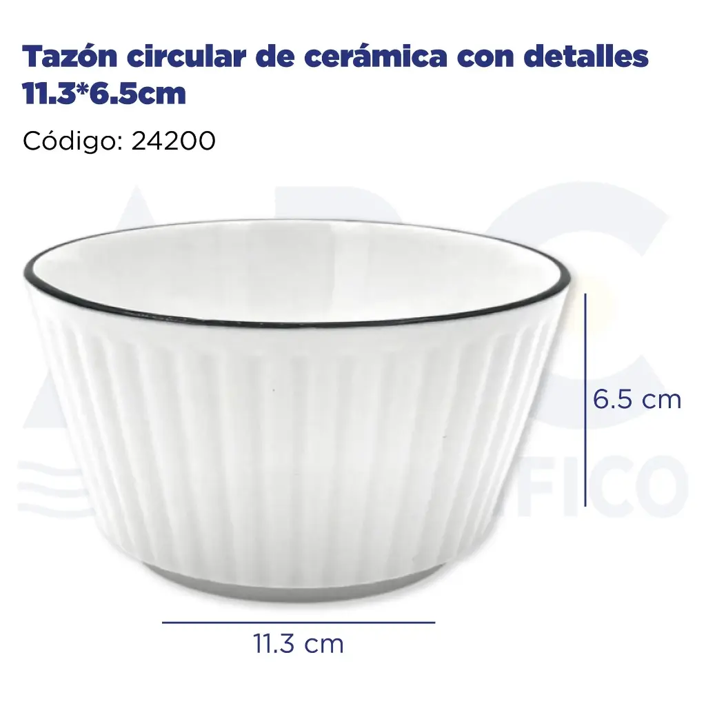 Tazón circular de cerámica con detalles 11.3*6.5cm