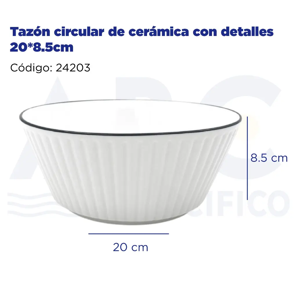 Tazón circular de cerámica con detalles 20*8.5cm