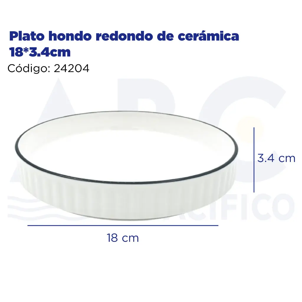 Plato hondo redondo de cerámica 18*3.4cm 18*3.4cm