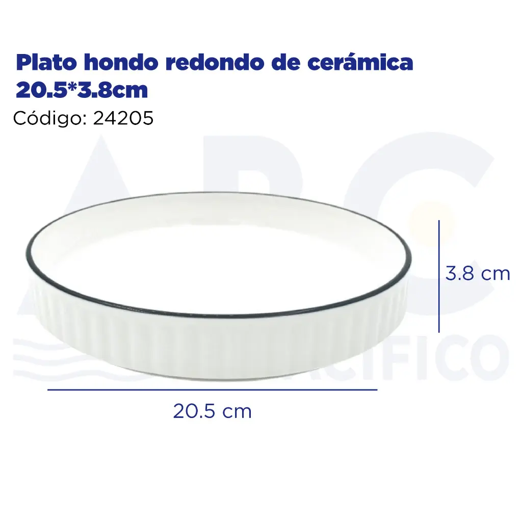 Plato hondo redondo de cerámica 20.5*3.8cm 20.5*3.8cm