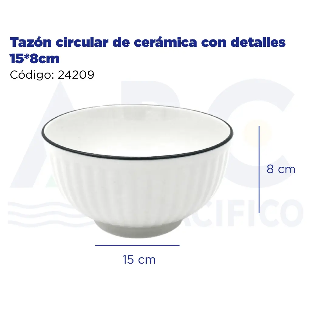 Tazón circular de cerámica con detalles 15*8cm