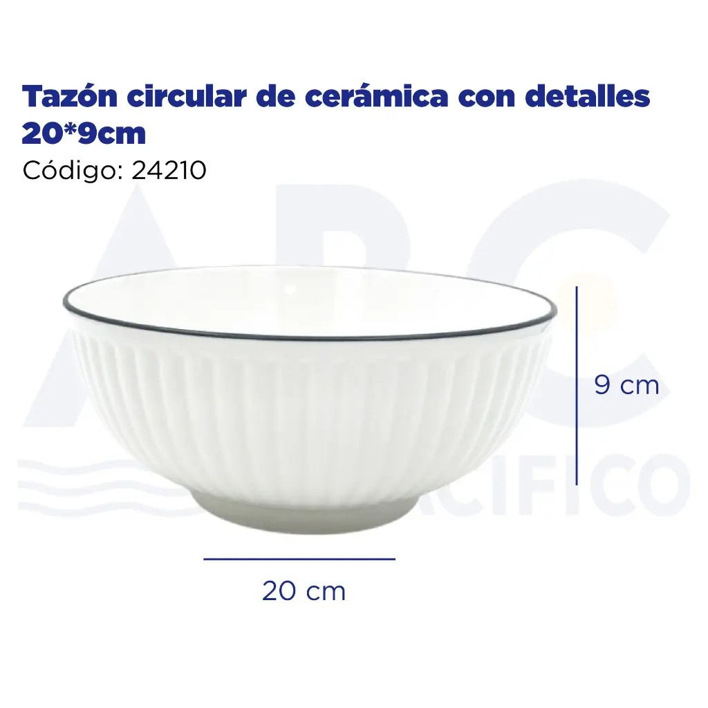 Tazón circular de cerámica con detalles 20*9cm