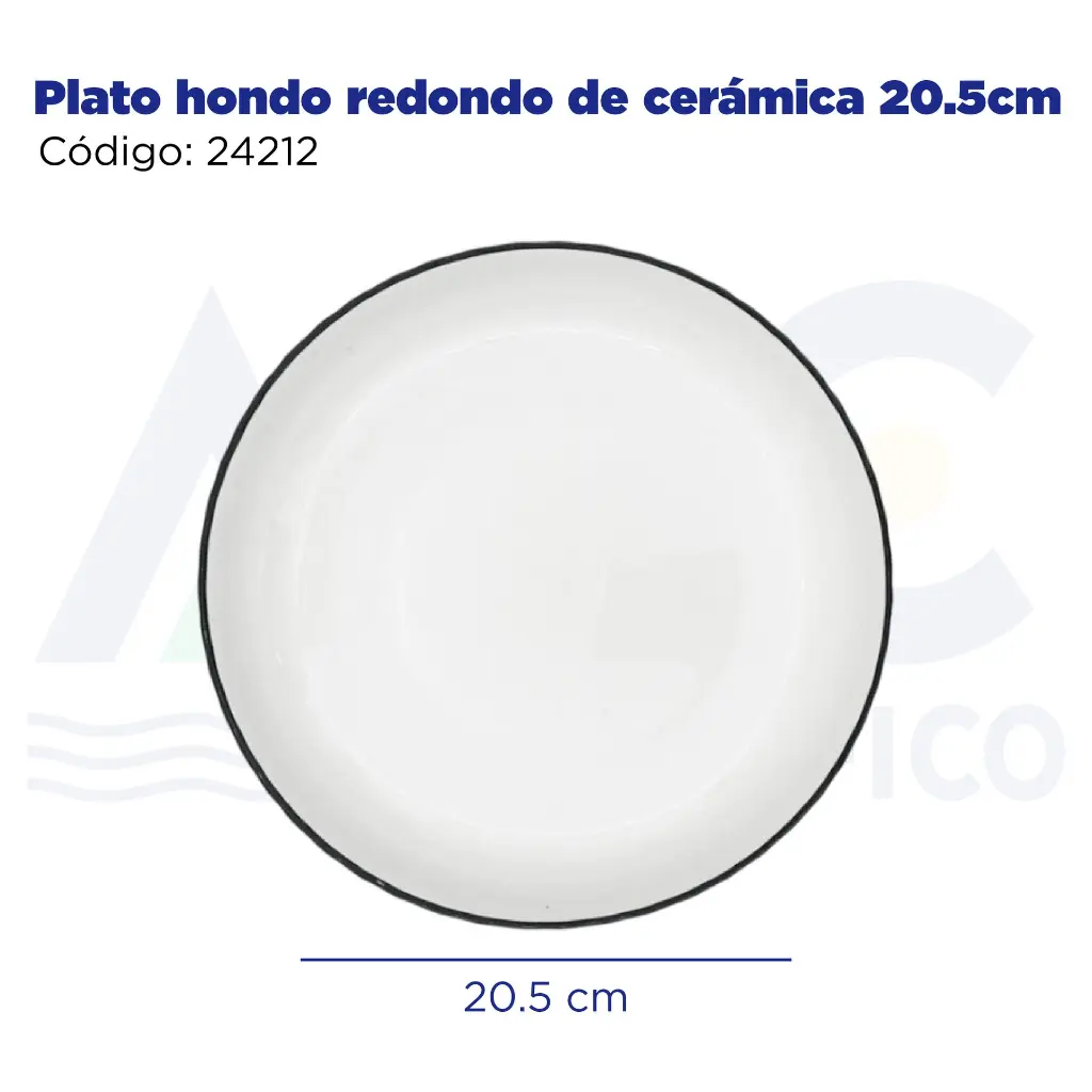 Plato hondo redondo de cerámica 20.5cm