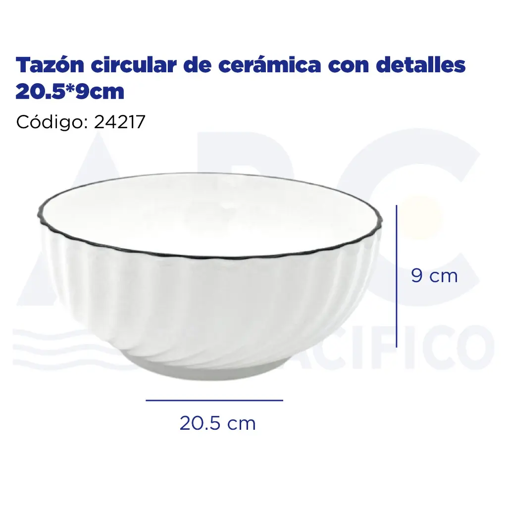 Tazón circular de cerámica con detalles 20.5*9cm