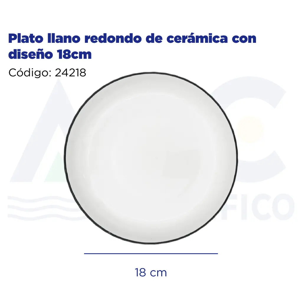 Plato llano redondo de cerámica con diseño 18cm