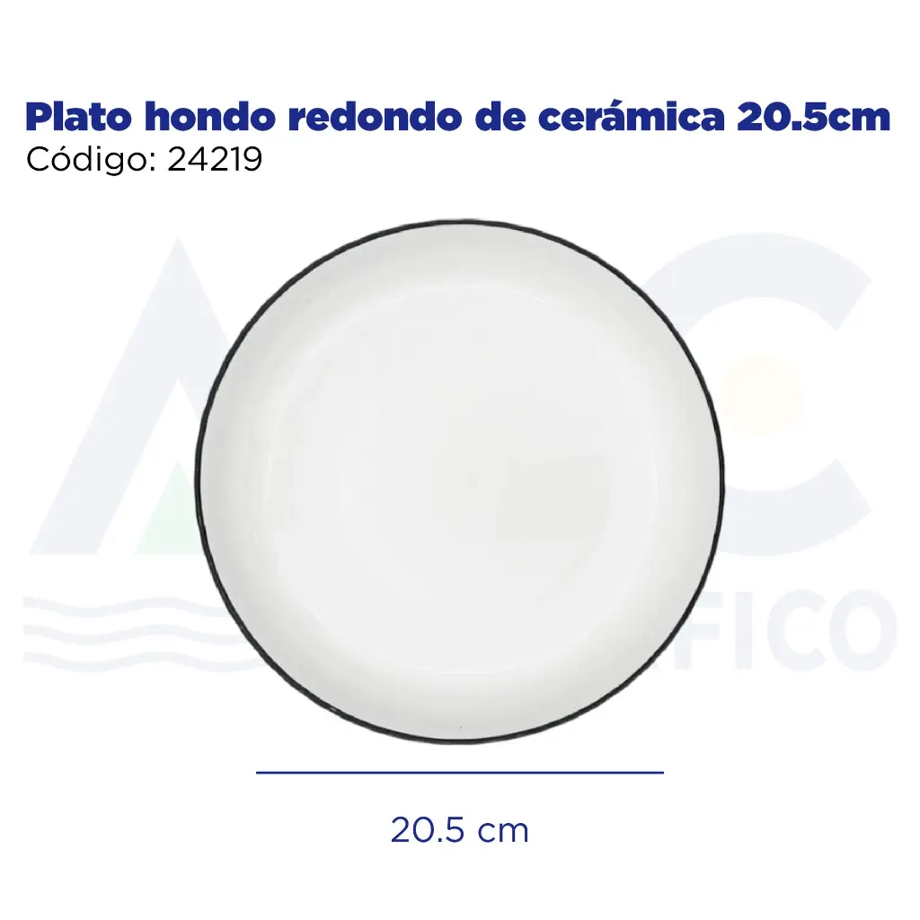 Plato hondo redondo de cerámica 20.5cm