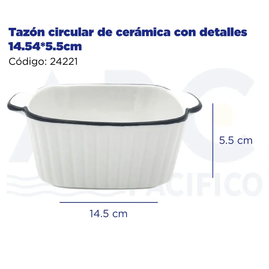 Tazón circular de cerámica con detalles 14.54*5.5cm