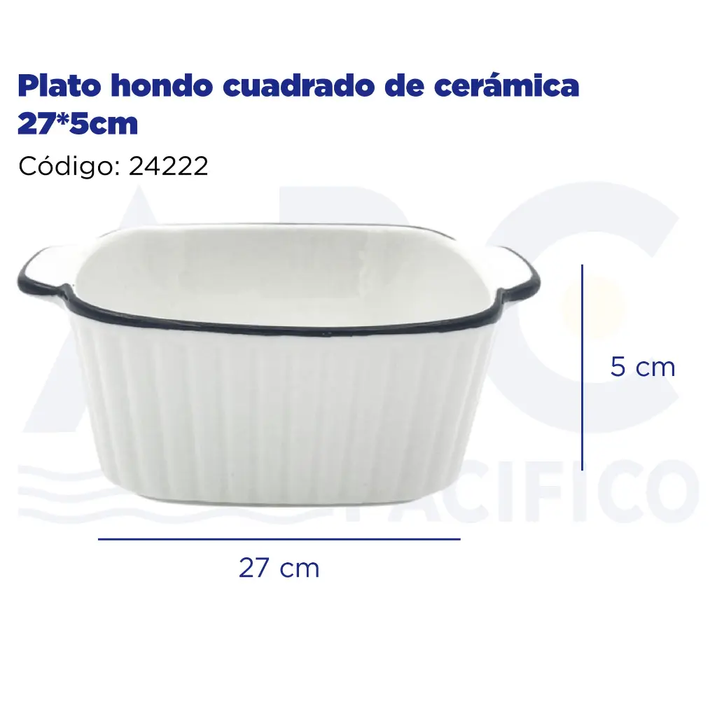 Plato hondo cuadrado de cerámica 27*5cm