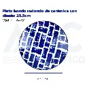 Plato hondo redondo de cerámica con diseño 25.5cm